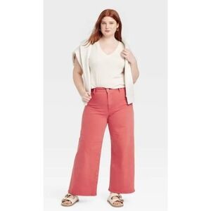 Universal Thread Women's High Rise Sailor Wide Leg Ankle Jeans in Lt.Red Size 17